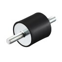 ラバーマウント M6 x 18mm 25 x 25mm 金属 ゴム ブラック シルバートーン 2個入り