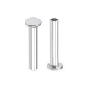 半管状リベット M2.5 x 14 mm アルミニウム フラットヘッド シルバートーン 100個入り