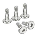 六角ソケットセルフタッピンねじ 410ステンレス鋼板 メタルフラット ヘッドドリルねじ 6.5 mm x 19.5 mm 50個 シルバー