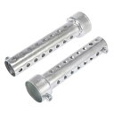 Motoforti ユニバーサル モーターサイクルエキゾーストサイレンサー エキゾーストインサートマフラーパイプ 35mm シルバートーン 2個入り