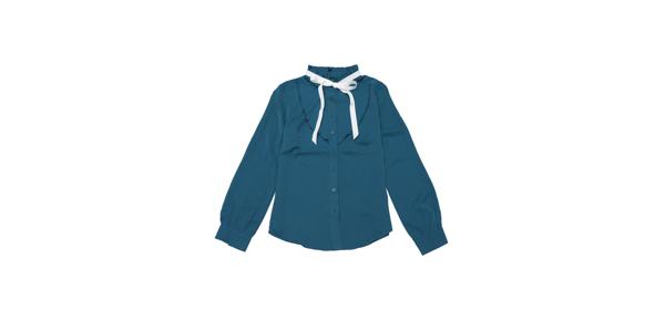 Allegra K 長袖 オフィストップス ブラウス ダウンシャツ フリルカラー ボタン レディース ブルー S