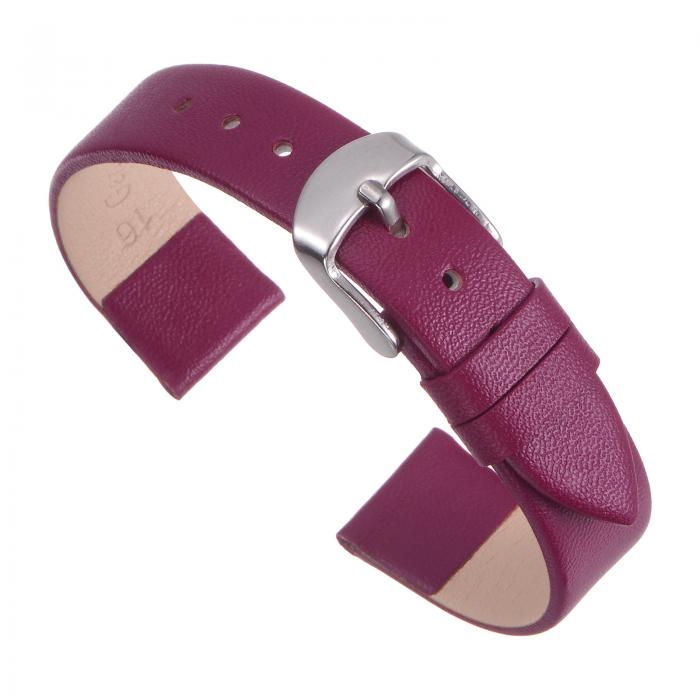 本革バンド 14 mm幅 スムーズフラット レザーウォッチストラップ 男性用 女性用 パープル