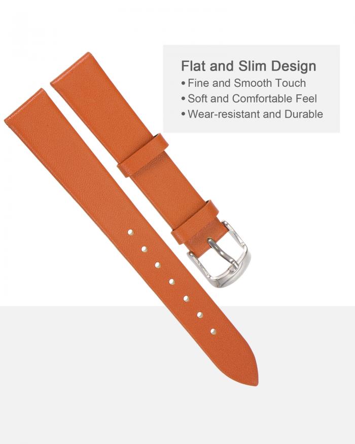 本革バンド 14 mm幅 スムーズフラット レザーウォッチストラップ 男性用 女性用 ブラウン