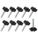 M METERXITY スタークランプノブ 10個パック M8x50mm 雄ネジ 手締めネジ 機械/電子機器/家具/傘ベース用 機械ハンドル交換用 [38mm ...
