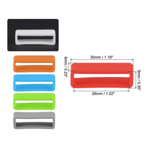 ウォッチバンドストラップループ 26mm幅ラバーファスナーリング シリコンウォッチリテーナー ウォッチバンド用ミックスカラー1セット