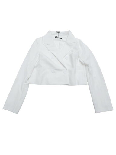 Allegra K ブレザー ジャケット クロップド ノッチドラペルカラー 長袖 無地 カジュアル オフィス 通勤 レディース ホワイト XL Allegra K ブレザー ジャケット クロップド ノッチドラペルカラー 長袖 無地 カジュアル オフィス 通勤 レディース ホワイト XL