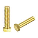 ブラス製六角形ネジ ボルト フルスレッド ソリッドブラス製 マシン用 グレード4.8 1/2-13x51mm 2個入