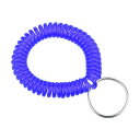 キーホルダー プラスチック 手首コイル キーホルダー リストバンド 伸縮性のあるキーホルダーストラップ スポーツ用 アウトドア用 クリアブルー 5個