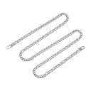 フラットチェーンストラップ 財布ストラップ アイアン製 アクセサリー バックル 代替品 バッグ用 DIY シルバートーン 長さ1200 mm