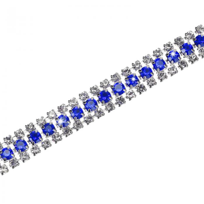 M METERXITY 水晶ラインストーンクローズチェーントリム 3列3ヤードドレスエンベリッシュメント 輝くダ..