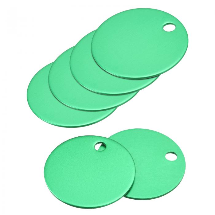 スタンピングブランク DIYラベル ラウンド 金属 アルミタグ クラフト用 ペンダントの装飾 25 mm 緑 10個