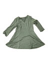 Seta T レディース Vネック 3/4スリーブ トップス ポケット付き ルーズフィット Tシャツ カジュアル 無地 ベーシック ブラウス グリーン XL(4)