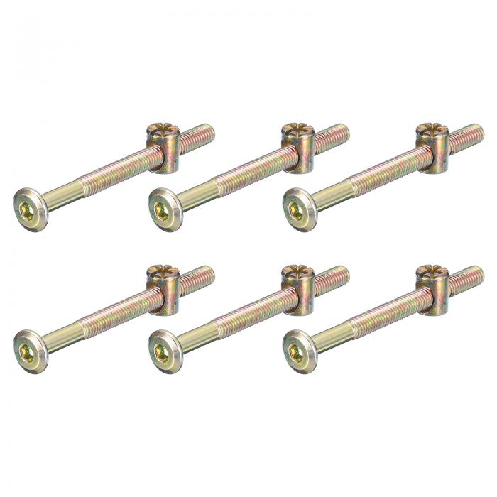 12個 六角ソケットヘッドボルトバケットナット M6 x 70mm ソケット家具ベッドボルトバケットナット レ..