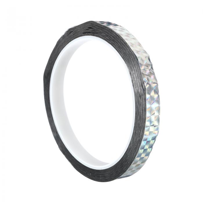 PATIKIL プリズムテープ 10mm x 50m ホログラフィック 反射 自己接着剤 DIY アートクラフトラッピング 装飾用 シルバー