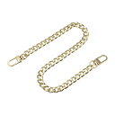 フラットチェーンストラップ 財布ストラップ アイアン製 アクセサリー バックル 代替品 バッグ用 DIY ゴールドトーン 長さ400 mm