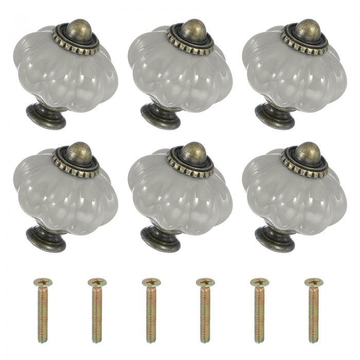 6パックのセラミックノブ パンプキンセラミックキャビネットドロアノブレトロ装飾ドレッサープルハンド..