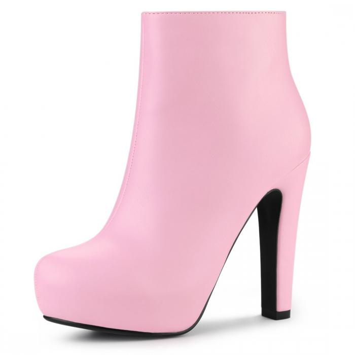 アンクルブーツ プラットフォーム チャンキーヒール ハイヒール レディース ピンク 26.0 cm