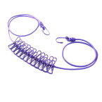 物干し綱 ロープ 弾性ゴム製 携帯式 防風 12 クリップ 洗濯物 ライン 紫色 7x 3cm