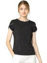 tシャツ カットソー トップス 丸首 半袖 チューリップスリーブ オフィス レディース ブラック S