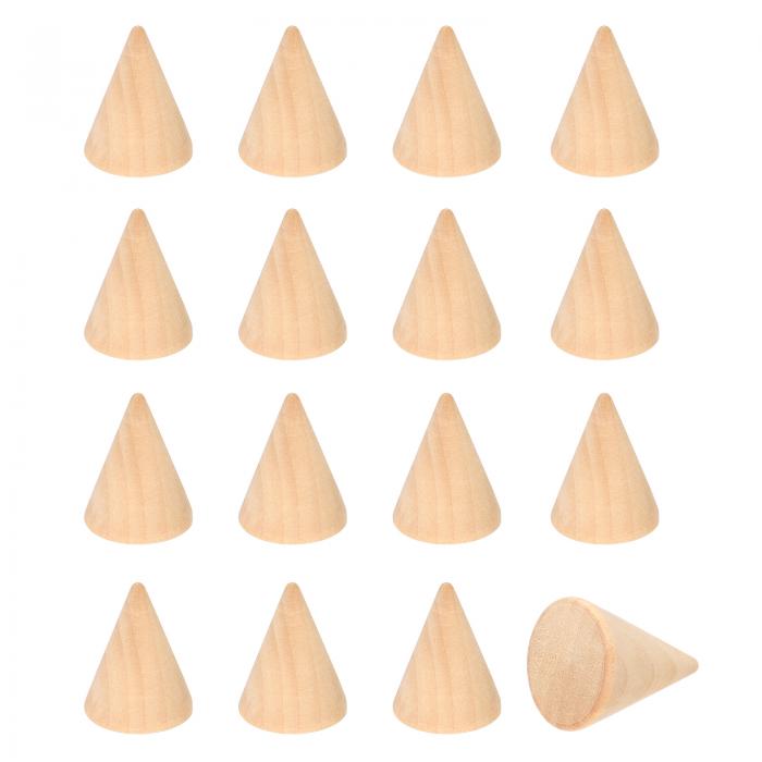 PATIKIL ウッドコーンリングホルダー 16個 木製指輪宝石リングディスプレイスタンドオーガナイザーウッドコーンラッ クDIYアートクラフト用 ウッドカラー（25x20mm）