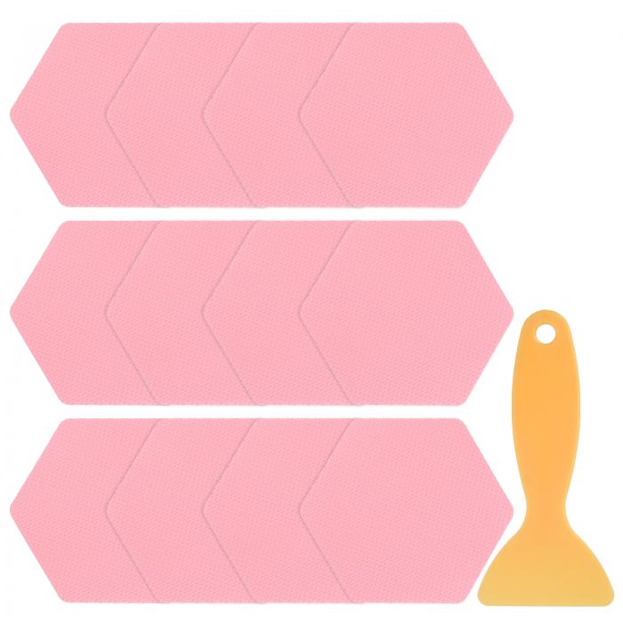 12個 滑り止めバスタブステッカーセット3.15"六角形シャワーフロアステッカーPEVA防滑粘着アップリケ付..