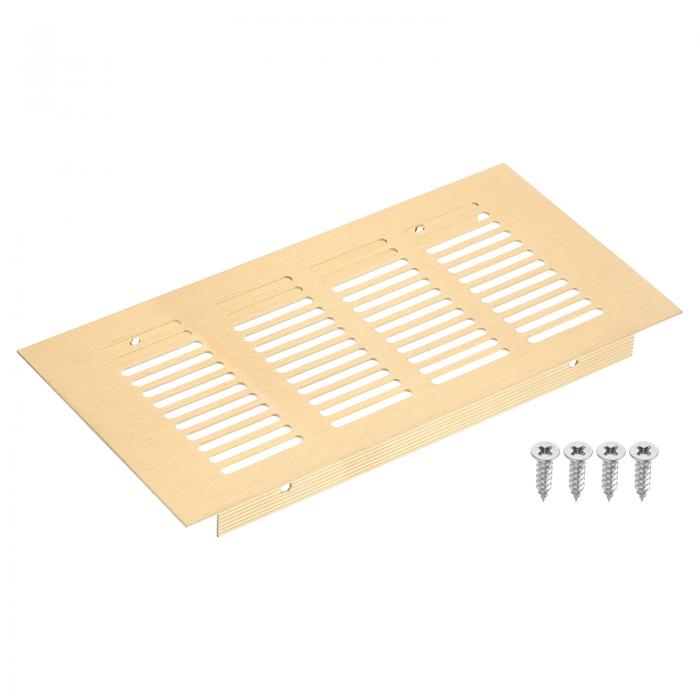 エアベントカバー、1個 200 x 100mm - アルミニウム合金メッシュエアリターンベントカバー、シューキャビネットワードローブ用の長方形ルーバー換気グリル（ゴー ルド）