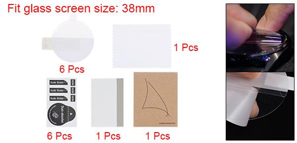 6枚のウォッチガラス画面保護フィルム38mm HD 高精細 アンチスクラッチ 防水 超薄型 TPU ユニバーサル スマートウォッチ画面保護フィルム クロスシール スクレイピングカード