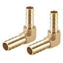 バーブ真鍮ホース継手 10mm-8mm 90度エルボパイプコネクタ カプラーチューブアダプター 2個