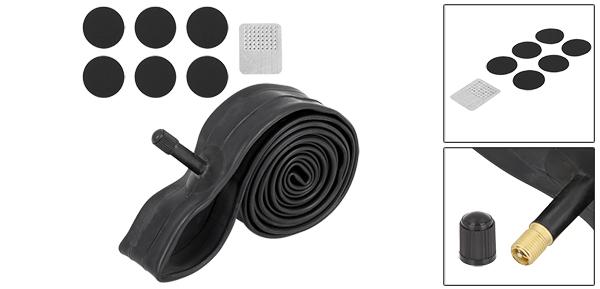 X AUTOHAUX バイクチューブ 自転車チューブタイヤ ブラック ゴム 66cm x 3.5cm バルブ長32mm 金属クリーニング付き 6ラウンドパッチ付き