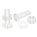 M10 x 35mm プラス小ネジ ナット ナットと平ワッシャー付き プラスチック PC皿頭小ボルト 透明 20セット