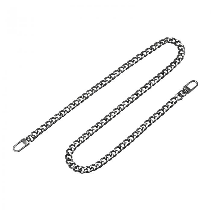 フラットチェーンストラップ 財布ストラップ アイアン製 アクセサリー バックル 代替品 バッグ用 DIY ダークグレー 長さ800 mm