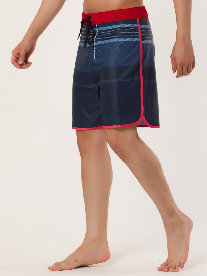Lars Amadeus メンズ 水着スイムショーツ サーフパンツ ボードショーツ ドローストリング カラーブロック ショーツ 赤海軍 30