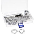 グロメットツールキット コッパーグロメットアイレット シルバートーン 内径14mm 50セット入 取付ツール3個入