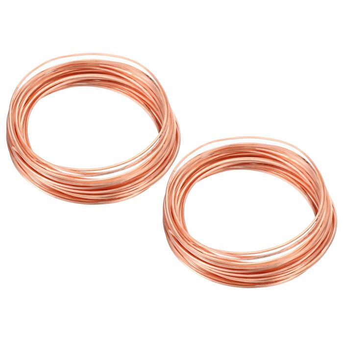 PATIKIL 99.9% 柔軟な銅線 2本入り 20ゲージ/0.8x0.8mm 直径6m/19.68ft ハーフラウンドスプール じゅん..