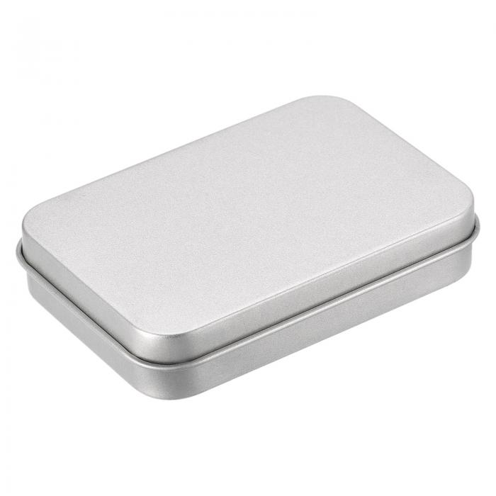 ストレージ箱 ティンプレートボックス ティーボックス 長方形 蝶番蓋付き シルバートーン 87 x 60 x 18mm 3個入り
