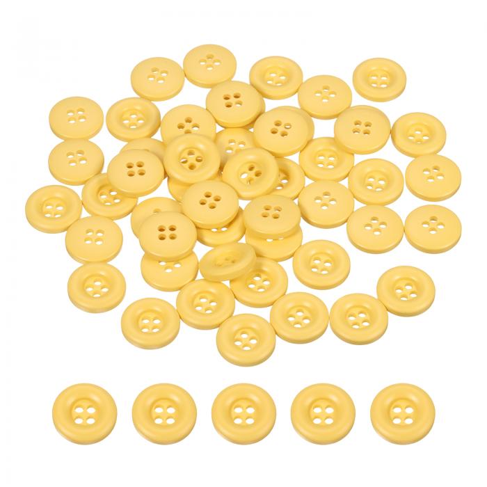 50個 18mm（11/16インチ）4つ 穴が付いた樹脂製厚手 丸いクラフト用交換ボタン 黄色