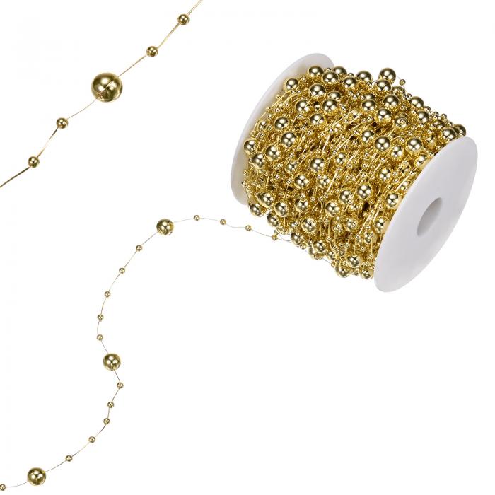 M METERXITY 33ヤードパールビーズチェーントリム3-8mmパールビーズビーズガーランド人工パールストリ..