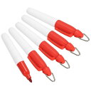 PATIKIL ミニ永久マーク 5個入り 乾式消去ペン キーホルダー付き オフィス 会議 屋外活動向け レッド