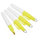 PATIKIL ミニ永久マーク 4個入り 乾式消去ペン キーホルダー付き オフィス 会議 屋外活動向け イエロー
