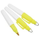 PATIKIL ミニ永久マーク 3個入り 乾式消去ペン キーホルダー付き オフィス 会議 屋外活動向け イエロー