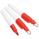 PATIKIL ミニ永久マーク 3個入り 乾式消去ペン キーホルダー付き オフィス 会議 屋外活動向け レッド