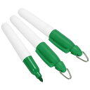 PATIKIL ミニ永久マーク 3個入り 乾式消去ペン キーホルダー付き オフィス 会議 屋外活動向け緑