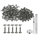 100セットのレザーリベット 9mm x 16mm メタル ダブルキャップリベット スナップ スタッズ ファスナー 3個の取り付けツール付き レザークラフト D...