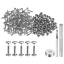 100セットのレザーリベット 9mm x 16mm メタル ダブルキャップリベット スナップ スタッズ ファスナー 3個の取り付けツール付き レザークラフト DIY 修理装飾用 シルバートーン