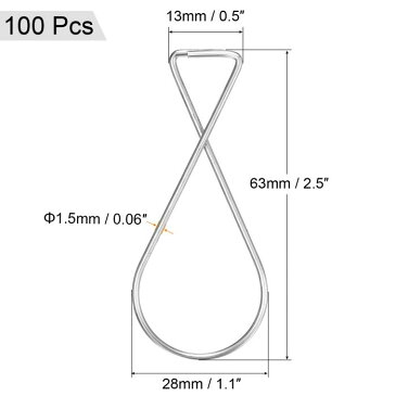 ソウテン 天井フッククリップ ステンレス製ハンガー 63 mm x 28 mm x 13 mm ホームオフィス教室用 シルバー仕上げ 100個