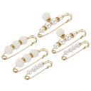 パールブローチピン 3スタイル 39 58 58 mm 金属フェイクパール装飾 首輪安全ピンクリップ 女性 衣類 ドレス パンツ ズボン スカート ウエスト用 ホワイト 6個