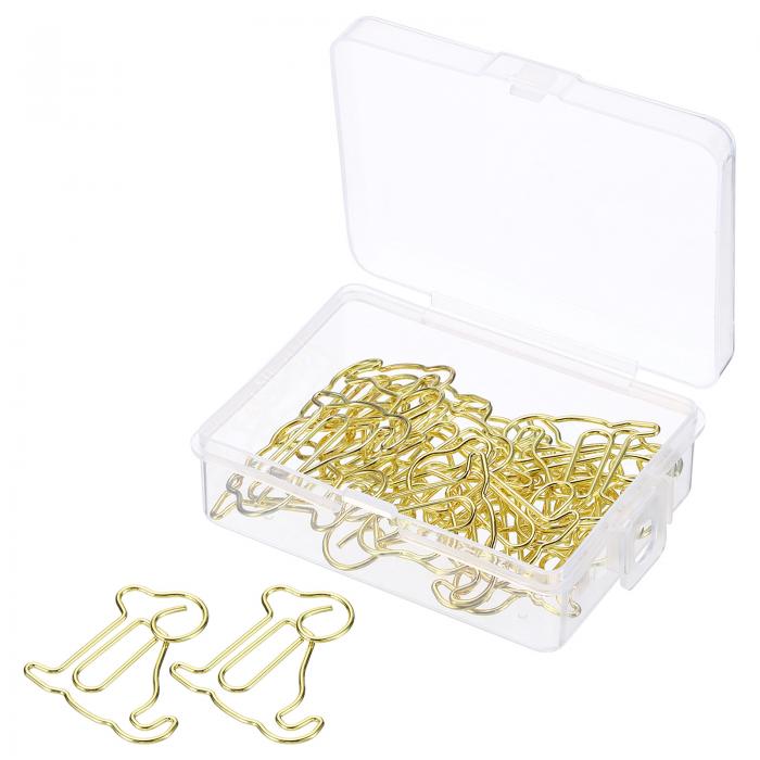 ペーパークリップ 犬 動物型 かわいい装飾 ファンクリップブックマーク 箱付き 29 mm ゴールドトーン ..