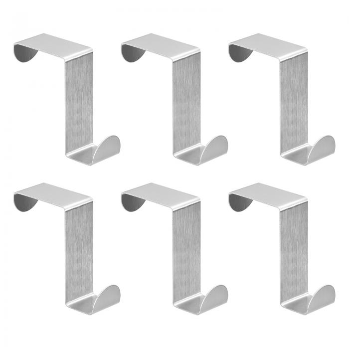 オーバーザドアフック ステンレススチールドアハンガーフック S字型ダブルフック 衣類 帽子 タオル掛け用 シルバー 6個入り