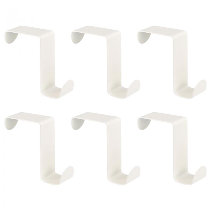 オーバーザドアフック ステンレススチールドアハンガーフック S字型ダブルフック 衣類 帽子 タオル掛け用 ホワイト 6個入り