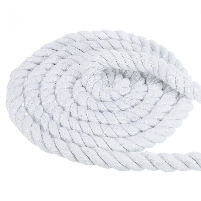 PATIKIL 2cm x 15M 天然撚り綿糸 ツイ ストコ ットーンロープ 撚りコード 編組ロープ 3本 シーリングテープ付き 工芸手すり家庭装飾用 ホワイト
